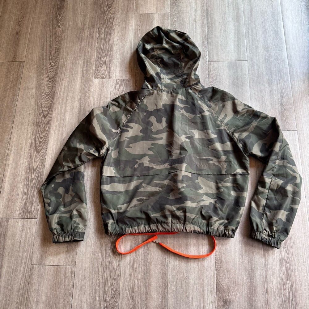 Women’s Camouflage Camo Jacket New Look supreme Sz L  Orange Straps Gray Hood - Picture 10 of 12